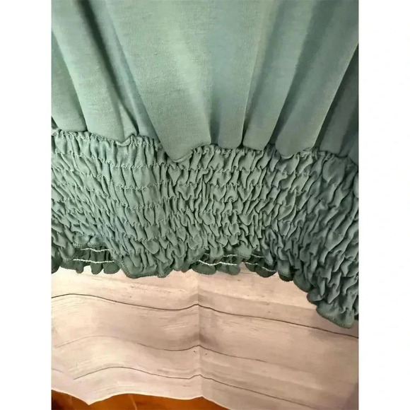Free People Women's 2XL Green Smocked Surplice Blouse Long Sleeve - Picture 3 of 5